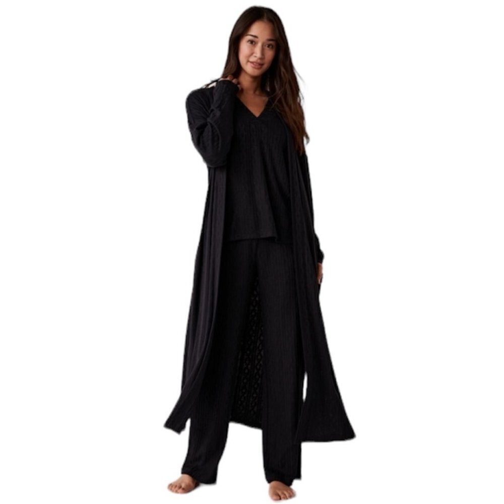La Vie en Rose Lounge NWT Black Cable Knit Long Cardigan CHOOSE SIZE S or M NEW